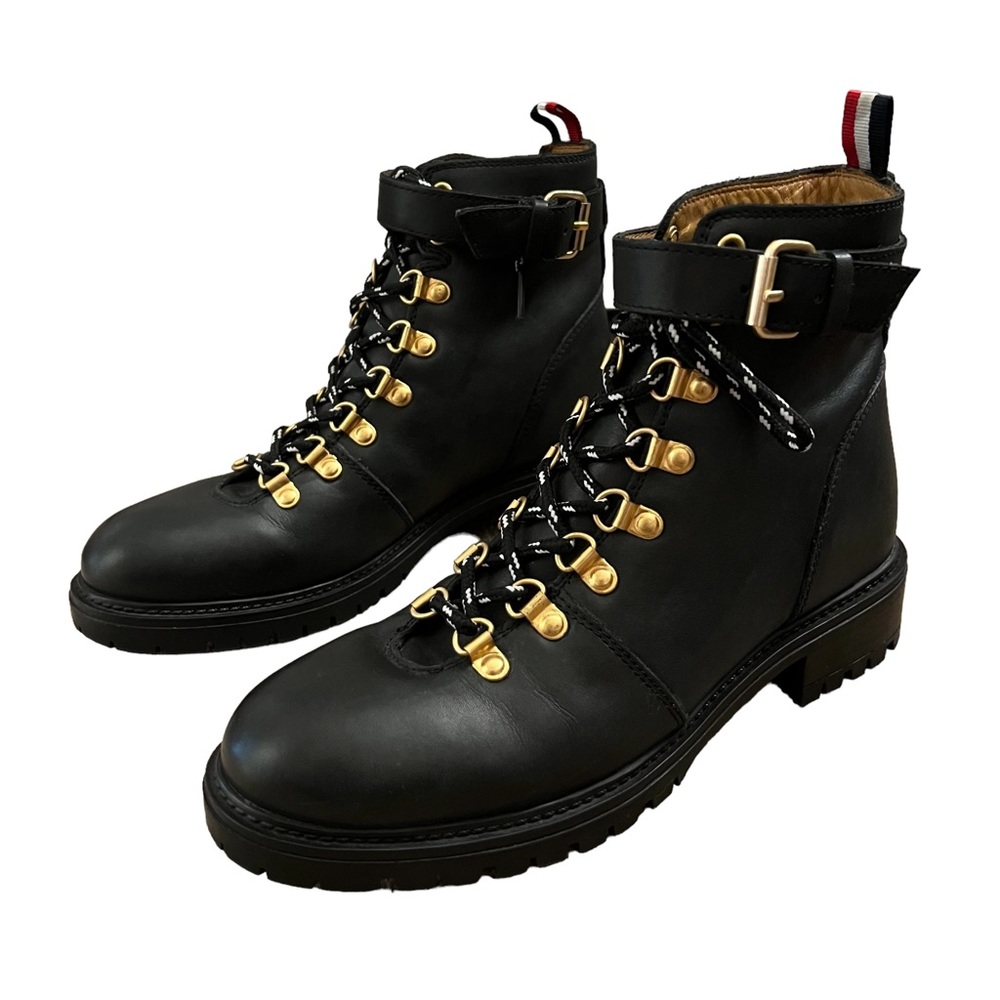 Urban Outfitters Black Combat Boots with Gold Accents